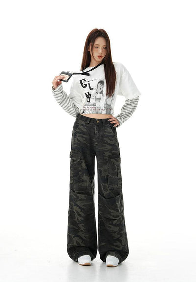 Lazy Camouflage Cargo Jeans-korean-fashion-Jeans-Lazy's Closet-OH Garments
