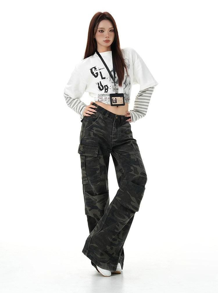Lazy Camouflage Cargo Jeans-korean-fashion-Jeans-Lazy's Closet-OH Garments