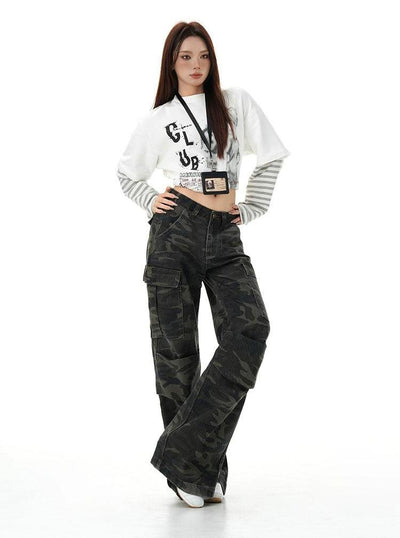 Lazy Camouflage Cargo Jeans-korean-fashion-Jeans-Lazy's Closet-OH Garments