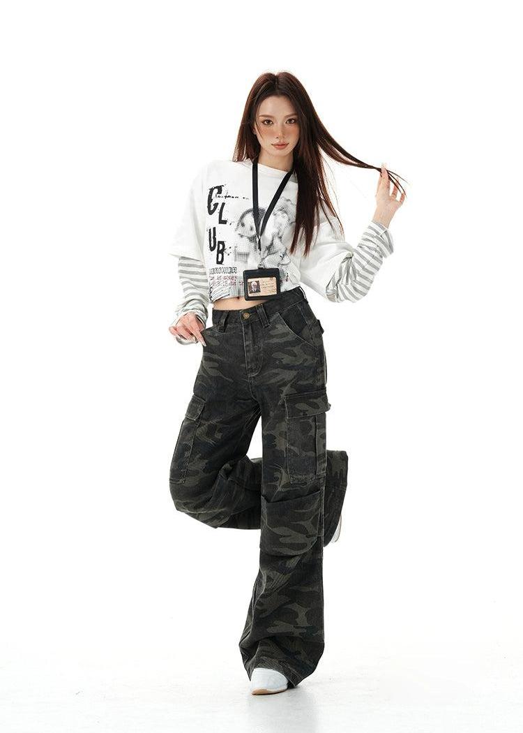 Lazy Camouflage Cargo Jeans-korean-fashion-Jeans-Lazy's Closet-OH Garments