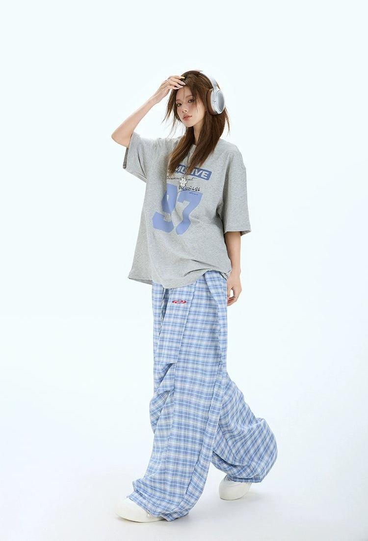 Lazy Casual Plaid Pleated Wide Pants-korean-fashion-Pants-Lazy's Closet-OH Garments