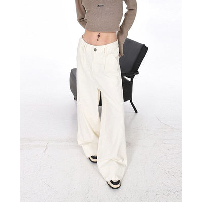 Lazy Casual Plain Wide Jeans-korean-fashion-Jeans-Lazy's Closet-OH Garments