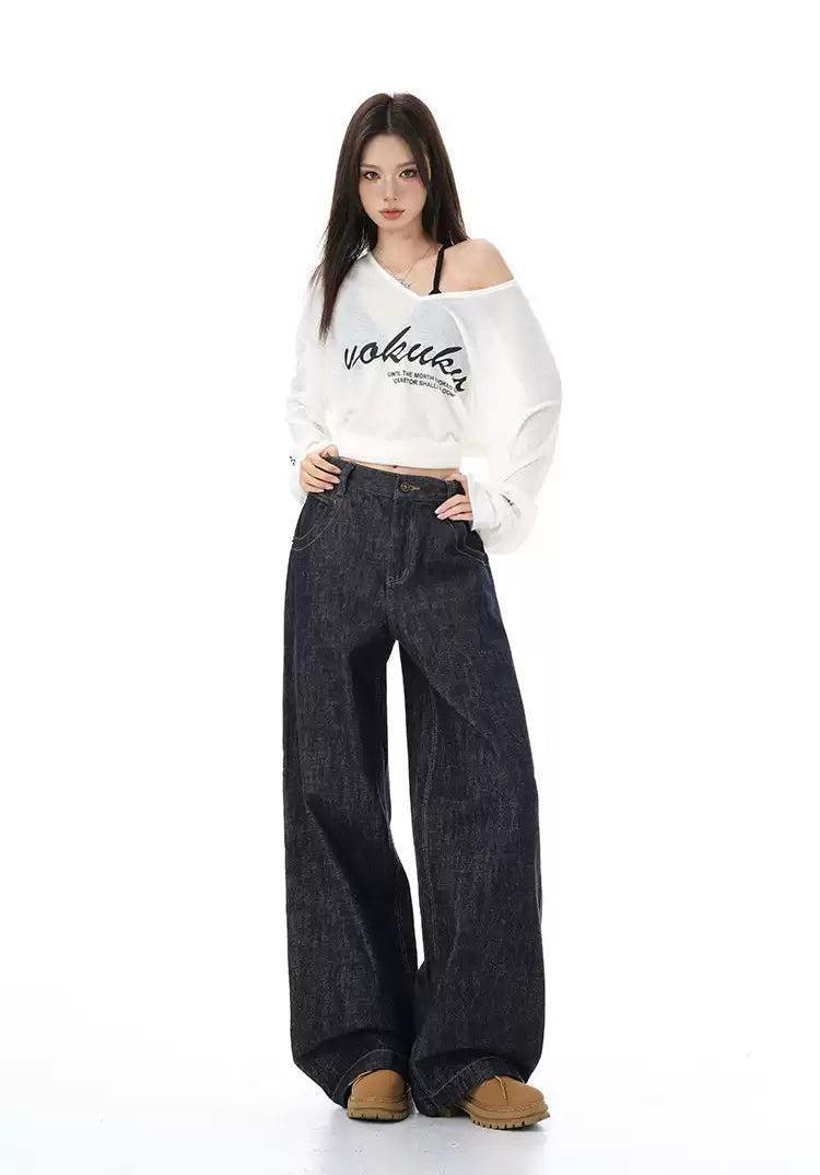 Lazy Clean Fit Wide Leg Jeans-korean-fashion-Jeans-Lazy's Closet-OH Garments