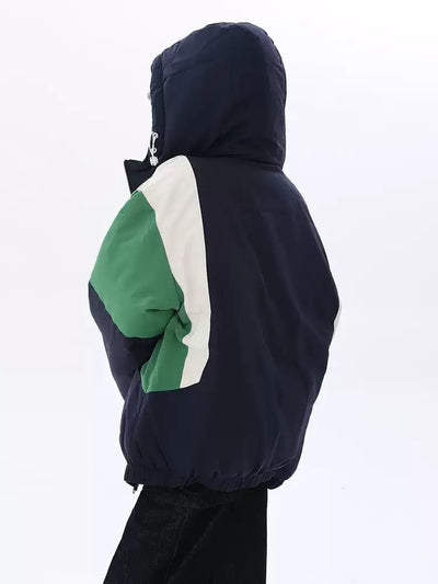 Lazy Contrast Hooded Puffer Jacket-korean-fashion-Jacket-Lazy's Closet-OH Garments