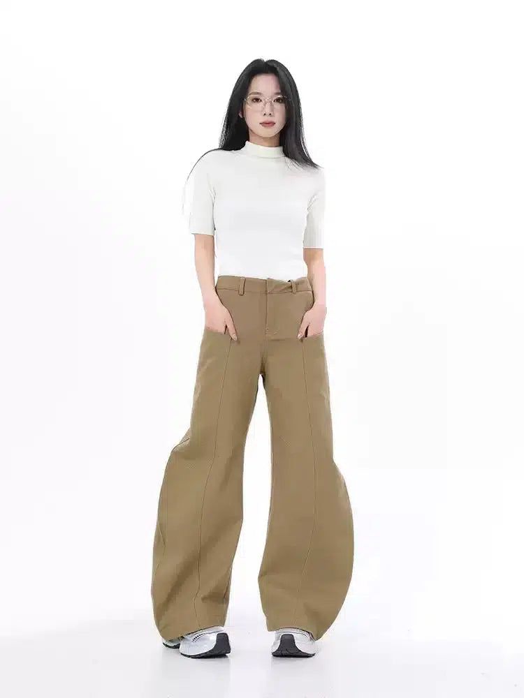 Lazy Curve Cut Plain Color Pants-korean-fashion-Pants-Lazy's Closet-OH Garments