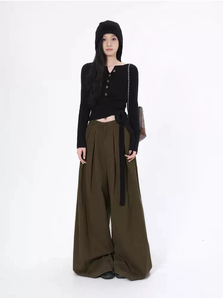 Lazy Drapey Flow Buttoned Pants-korean-fashion-Pants-Lazy's Closet-OH Garments