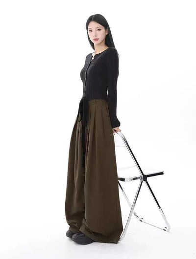 Lazy Drapey Flow Buttoned Pants-korean-fashion-Pants-Lazy's Closet-OH Garments