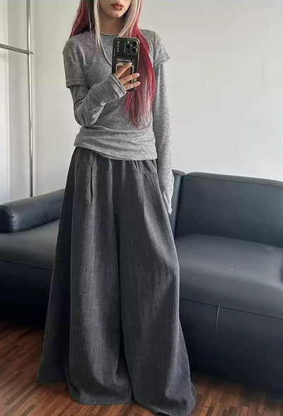 Lazy Drapey Flow Loose Pants-korean-fashion-Pants-Lazy's Closet-OH Garments