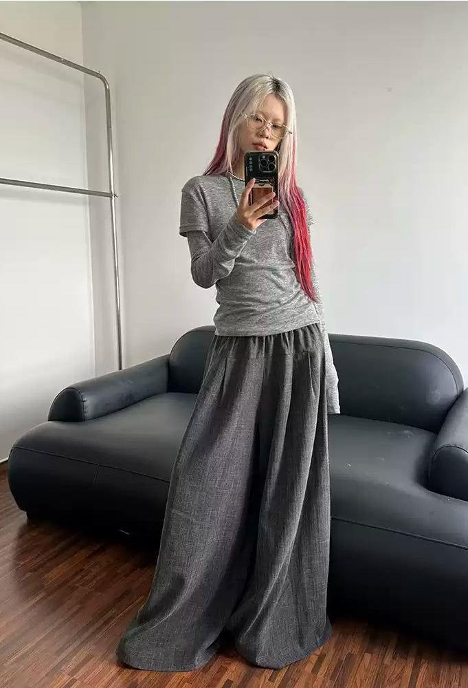 Lazy Drapey Flow Loose Pants-korean-fashion-Pants-Lazy's Closet-OH Garments