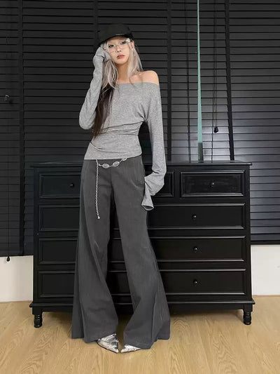 Lazy Drapey Wide Flared Pants-korean-fashion-Pants-Lazy's Closet-OH Garments