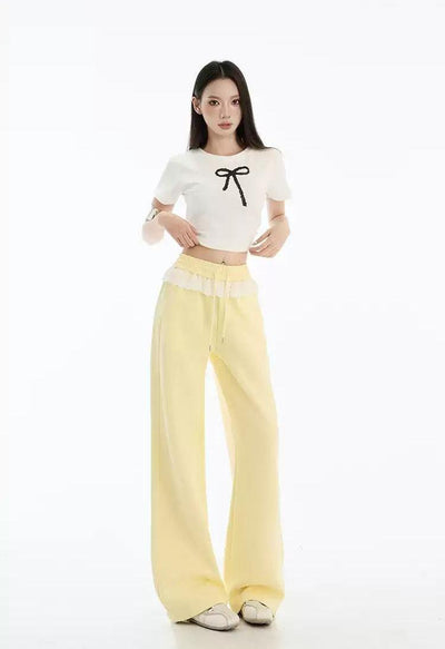 Lazy Drawcord Ruffled Wide Pants-korean-fashion-Pants-Lazy's Closet-OH Garments
