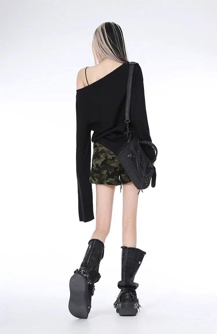 Lazy Drawstring Camouflage Print Shorts-korean-fashion-Shorts-Lazy's Closet-OH Garments