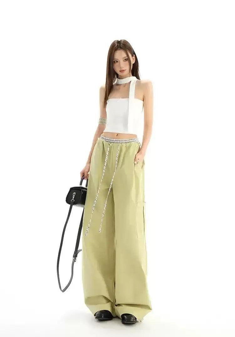 Lazy Drawstring Double-Waist Pants-korean-fashion-Pants-Lazy's Closet-OH Garments
