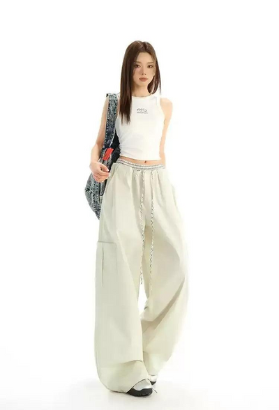 Lazy Drawstring Double-Waist Pants-korean-fashion-Pants-Lazy's Closet-OH Garments