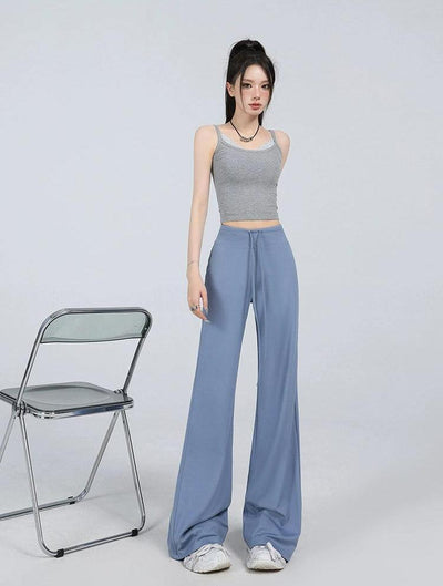 Lazy Drawstring High Waist Flared Pants-korean-fashion-Pants-Lazy's Closet-OH Garments