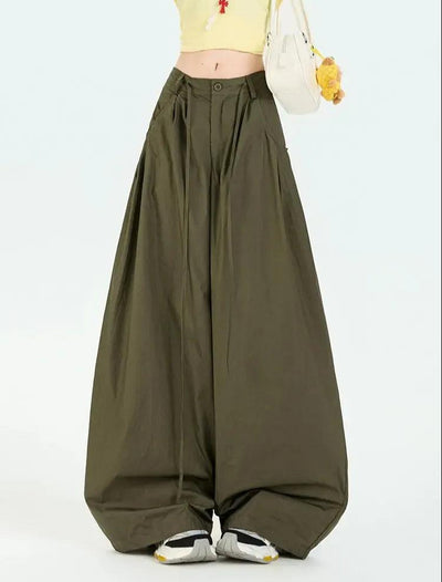 Lazy Drawstring Quick Dry Pleats Pants-korean-fashion-Pants-Lazy's Closet-OH Garments