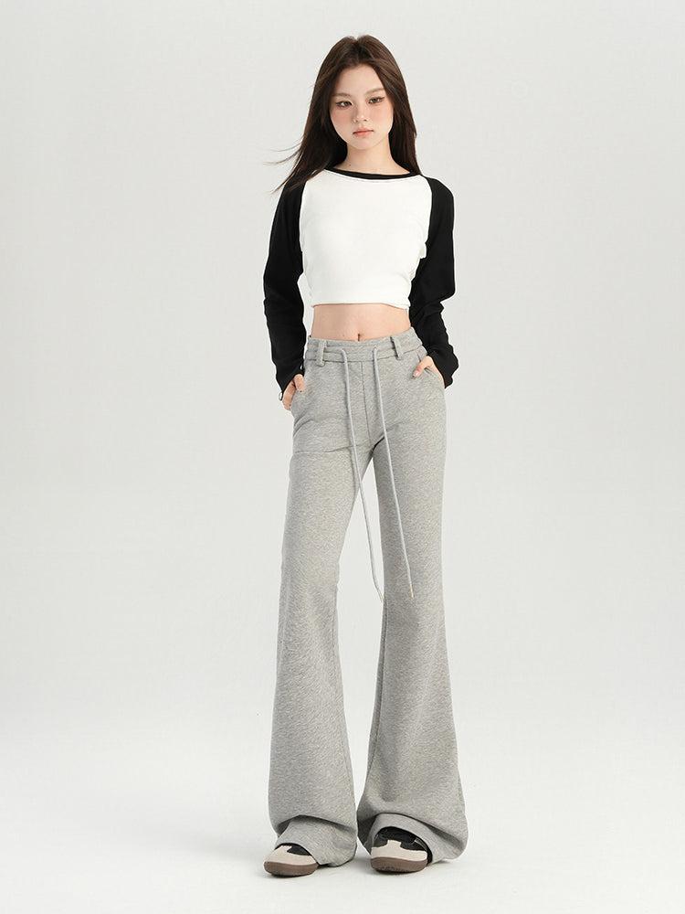 Lazy Drawstring Slim Fit Flare Sweatpants-korean-fashion-Pants-Lazy's Closet-OH Garments