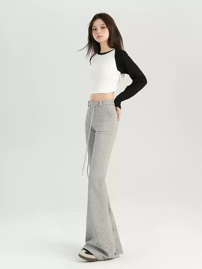 Lazy Drawstring Slim Fit Flare Sweatpants-korean-fashion-Pants-Lazy's Closet-OH Garments