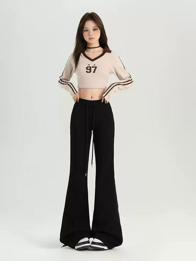 Lazy Drawstring Slim Fit Flare Sweatpants-korean-fashion-Pants-Lazy's Closet-OH Garments