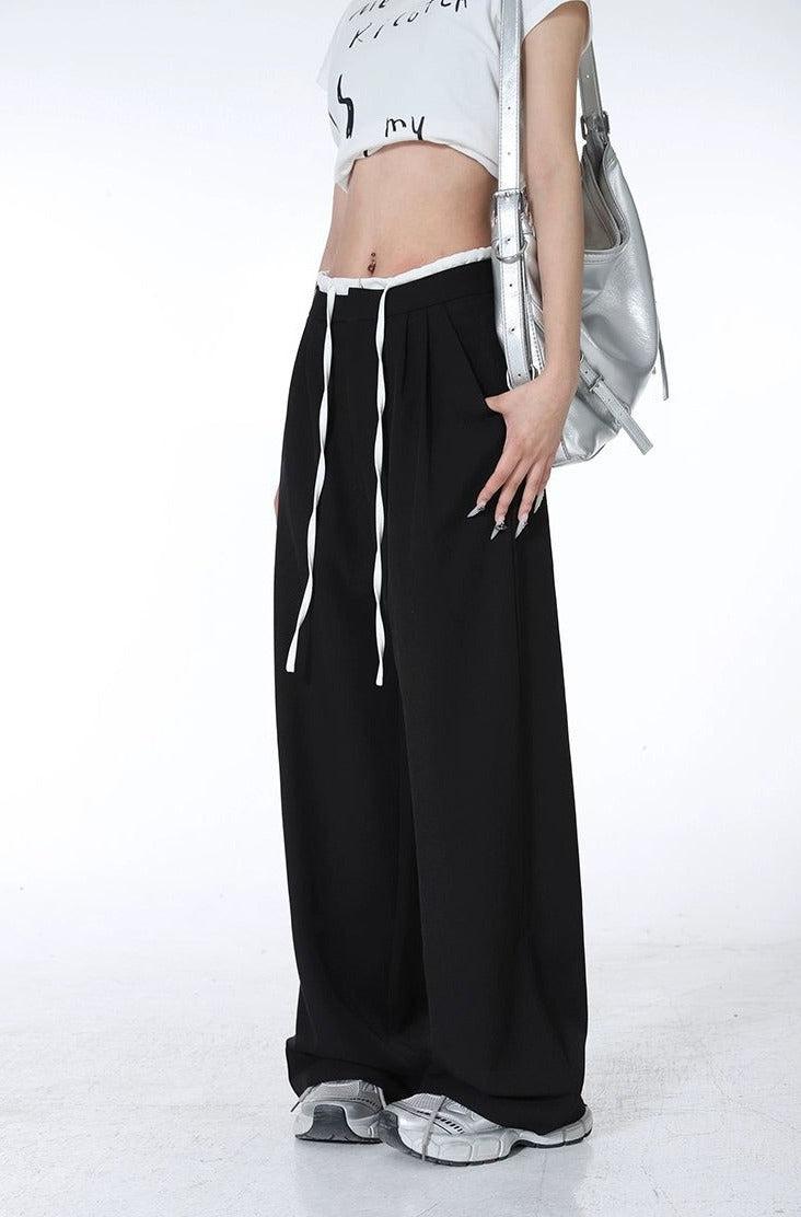 Lazy Drawstring Wide Cut Pants-korean-fashion-Pants-Lazy's Closet-OH Garments