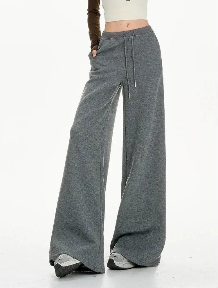 Lazy Drawstring Wide Cut Sweatpants-korean-fashion-Pants-Lazy's Closet-OH Garments