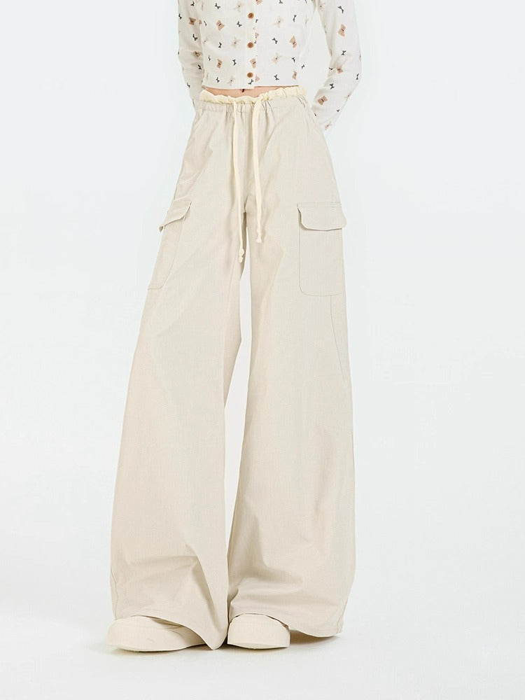 Lazy Elastic Waist Multi-Pocket Cargo Pants-korean-fashion-Pants-Lazy's Closet-OH Garments