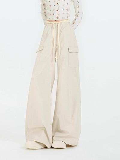 Lazy Elastic Waist Multi-Pocket Cargo Pants-korean-fashion-Pants-Lazy's Closet-OH Garments