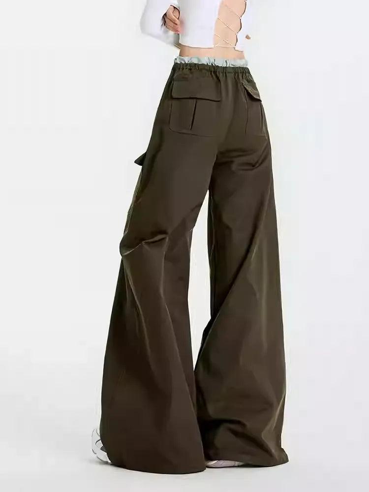 Lazy Elastic Waist Multi-Pocket Cargo Pants-korean-fashion-Pants-Lazy's Closet-OH Garments