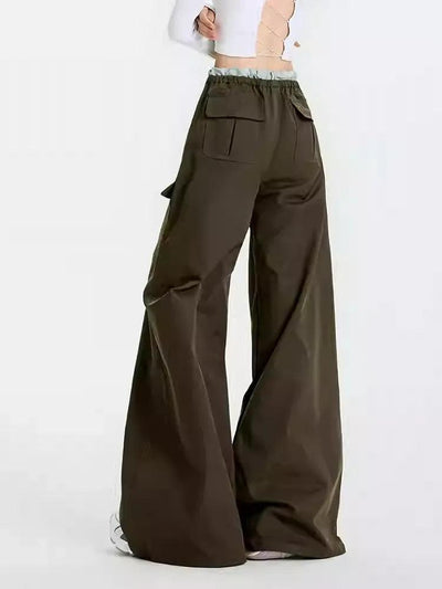 Lazy Elastic Waist Multi-Pocket Cargo Pants-korean-fashion-Pants-Lazy's Closet-OH Garments