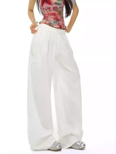 Lazy Elastic Waist Tie Pocket Pants-korean-fashion-Pants-Lazy's Closet-OH Garments