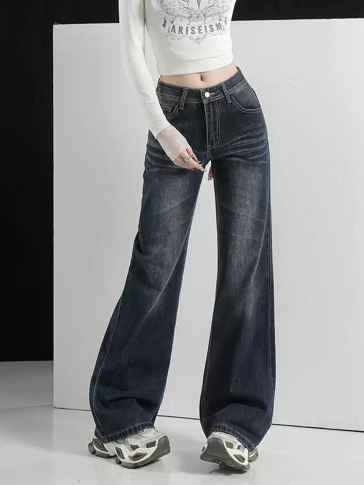 Lazy Faded Detail Flared Jeans-korean-fashion-Jeans-Lazy's Closet-OH Garments