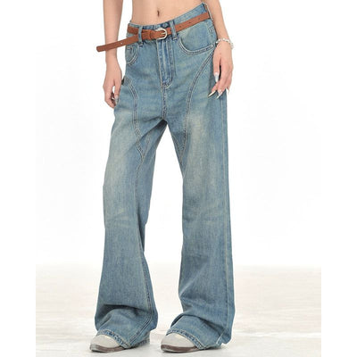 Lazy Faded Drapey Wide Jeans-korean-fashion-Jeans-Lazy's Closet-OH Garments