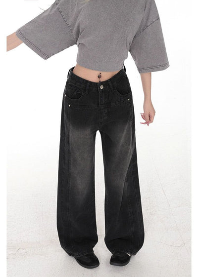 Lazy Faded Front Stitched Jeans-korean-fashion-Jeans-Lazy's Closet-OH Garments