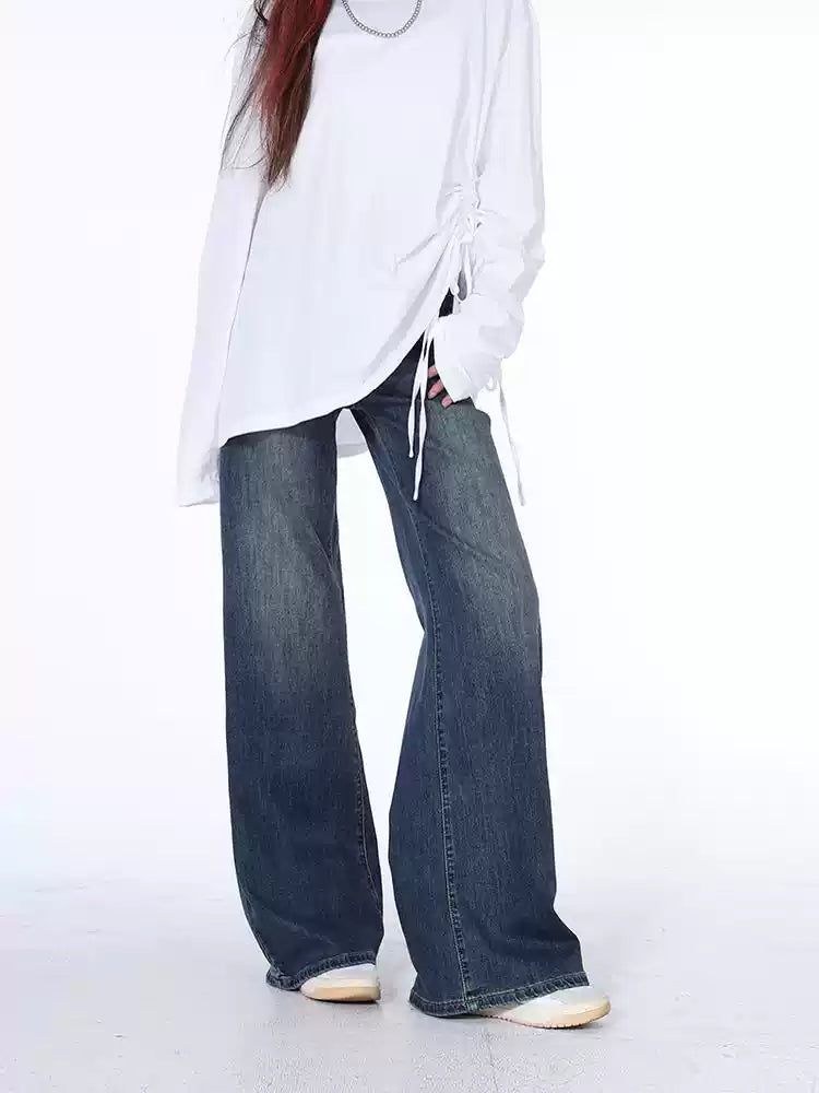 Lazy Faded Straight Leg Jeans-korean-fashion-Jeans-Lazy's Closet-OH Garments