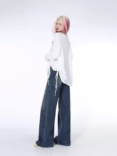 Lazy Faded Straight Leg Jeans-korean-fashion-Jeans-Lazy's Closet-OH Garments