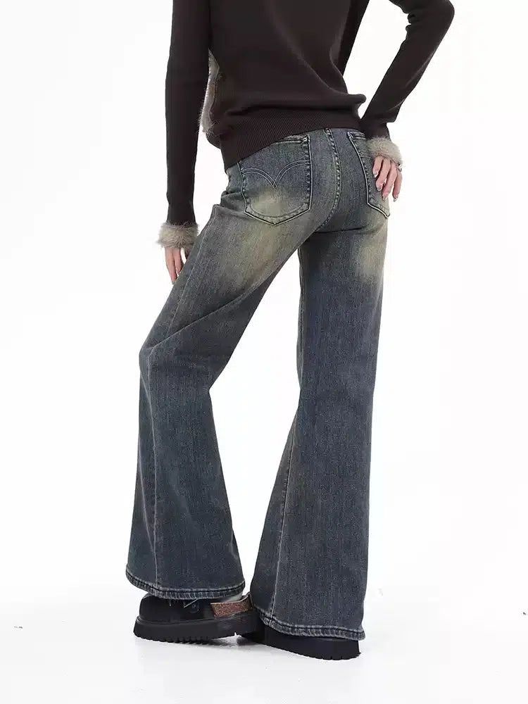 Lazy Faded Thigh Flare Jeans-korean-fashion-Jeans-Lazy's Closet-OH Garments