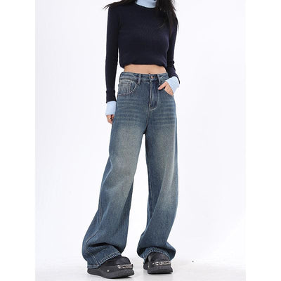 Lazy Faded Wide Leg Jeans-korean-fashion-Jeans-Lazy's Closet-OH Garments