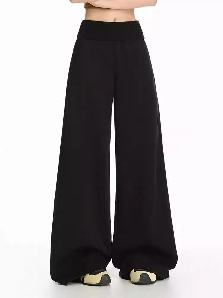 Lazy Folded Waist Wide Leg Pants-korean-fashion-Pants-Lazy's Closet-OH Garments