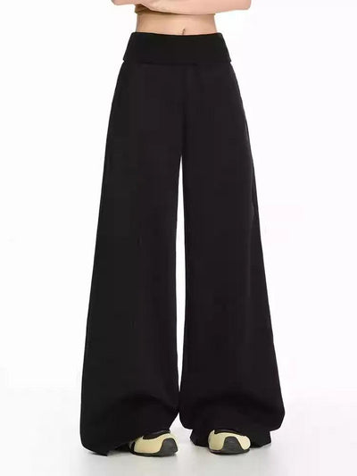 Lazy Folded Waist Wide Leg Pants-korean-fashion-Pants-Lazy's Closet-OH Garments