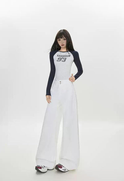 Lazy Front Pockets Wide Leg Jeans-korean-fashion-Jeans-Lazy's Closet-OH Garments