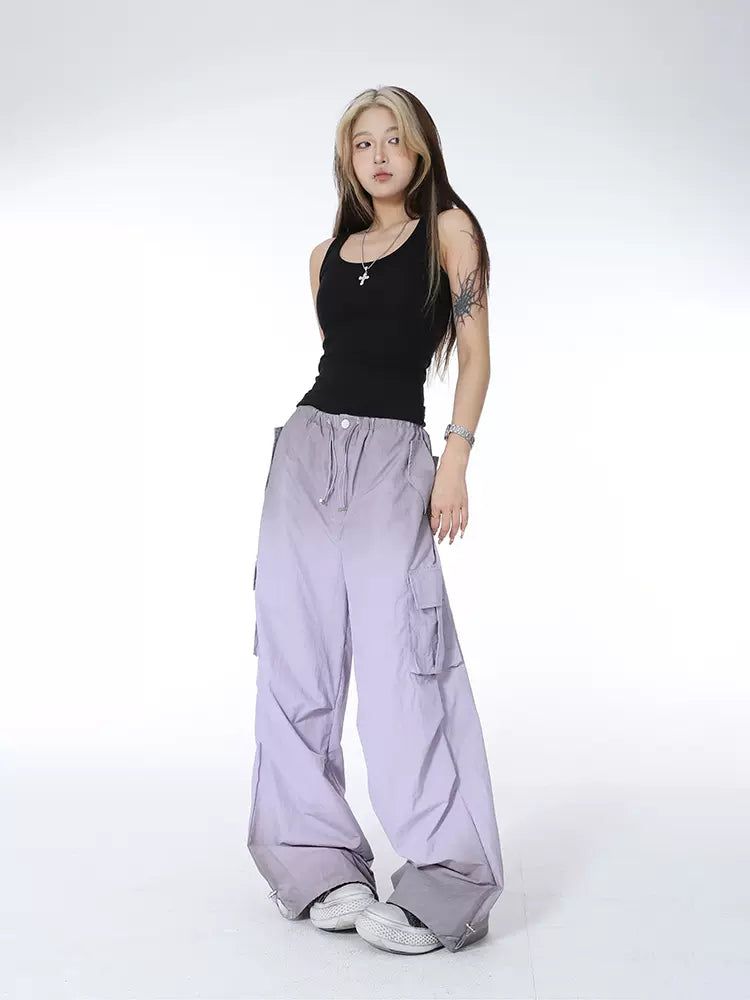 Lazy Gradient Elastic Waist Track Pants-korean-fashion-Pants-Lazy's Closet-OH Garments