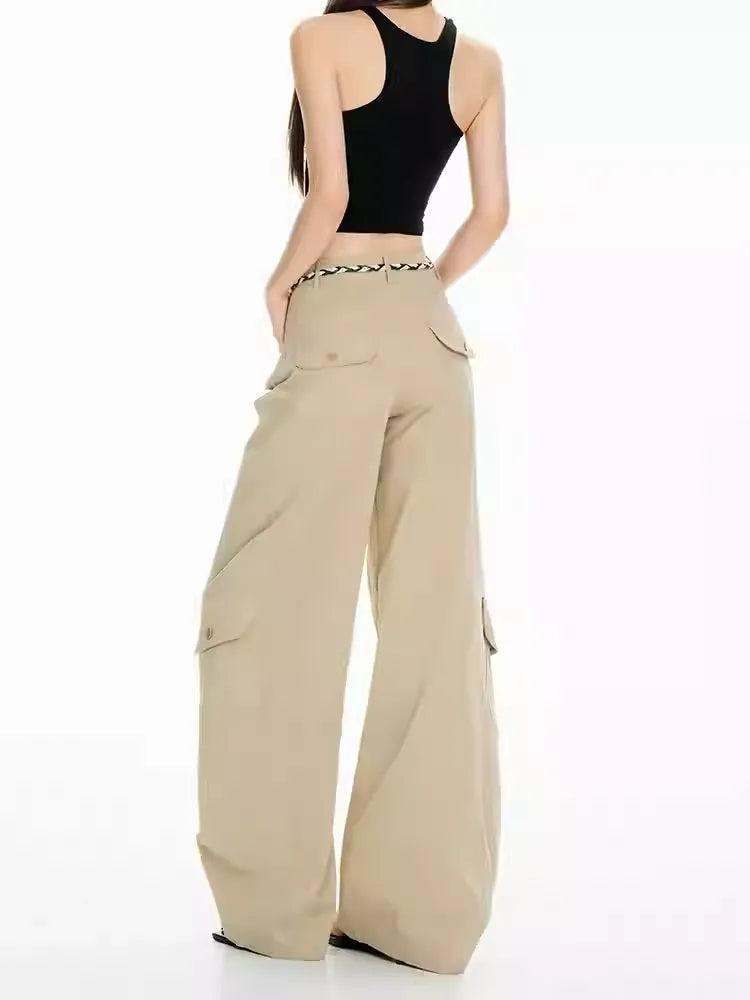Lazy High-Rise Belted String Cargo Pants-korean-fashion-Pants-Lazy's Closet-OH Garments