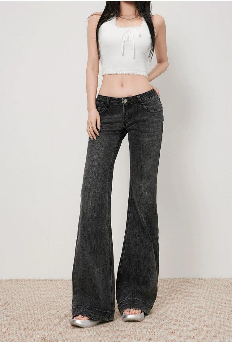 Lazy High Waist Flared Jeans-korean-fashion-Jeans-Lazy's Closet-OH Garments