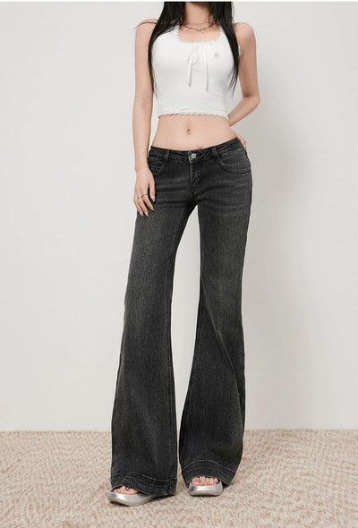 Lazy High Waist Flared Jeans-korean-fashion-Jeans-Lazy's Closet-OH Garments