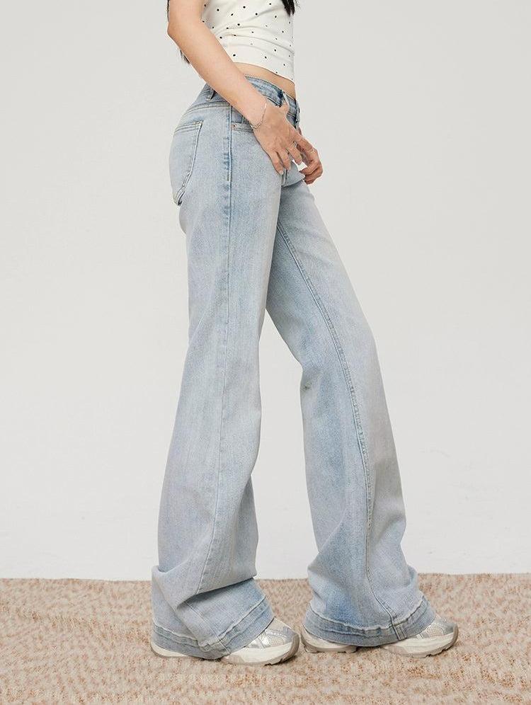 Lazy High Waist Flared Jeans-korean-fashion-Jeans-Lazy's Closet-OH Garments