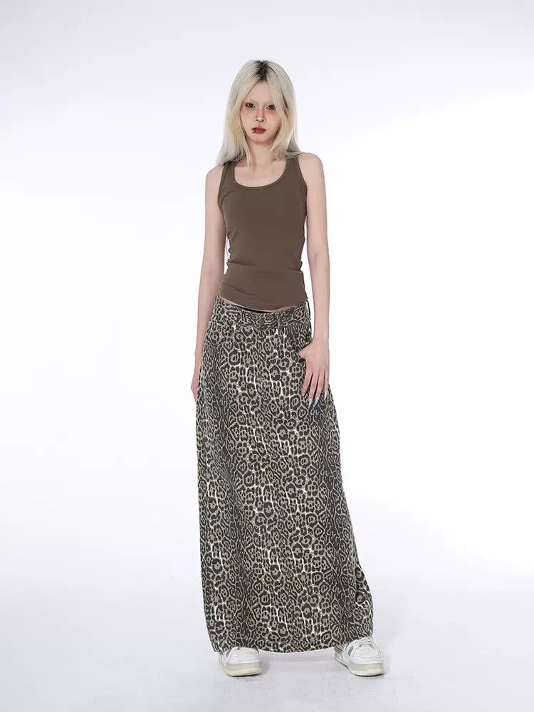Lazy Leopard Print Long Skirt-korean-fashion-Skirt-Lazy's Closet-OH Garments