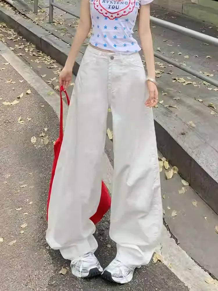 Lazy Mid-Waist Plain Wide Leg Pants-korean-fashion-Pants-Lazy's Closet-OH Garments