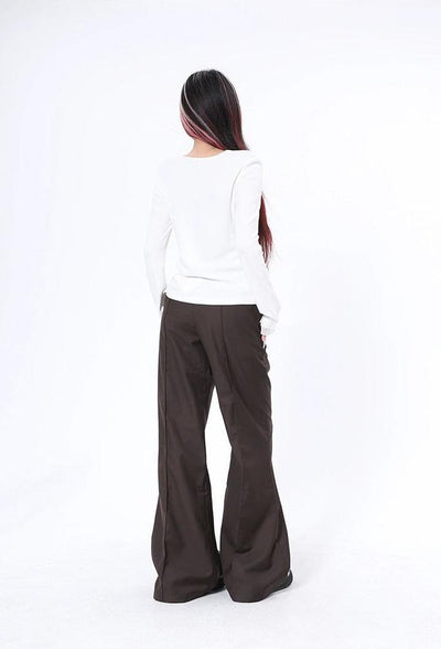 Lazy Minimal Color Flare Pants-korean-fashion-Pants-Lazy's Closet-OH Garments