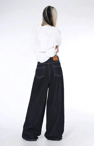 Lazy Nonparallel Waist Line Jeans-korean-fashion-Jeans-Lazy's Closet-OH Garments