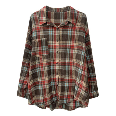 Lazy Oversized Retro Plaid Shirt-korean-fashion-Shirt-Lazy's Closet-OH Garments